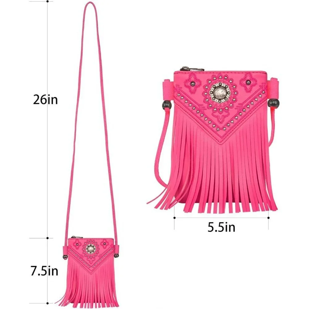 Small Vegan Leather Crossbody Bag Women Western Cell Phone Purse